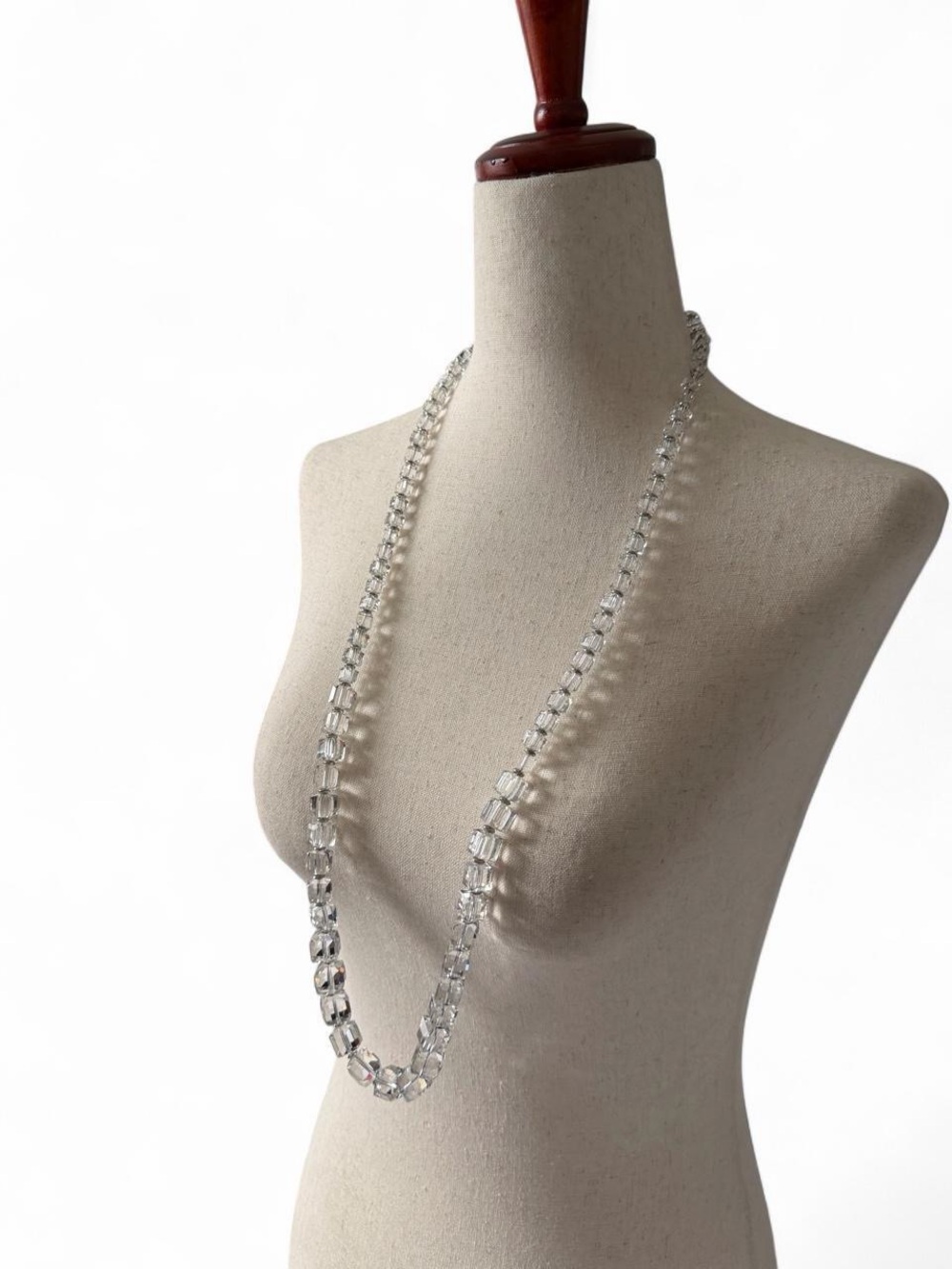 WHBM Clear Crystal Bead Long Necklace